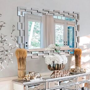 Chende Wall Mirror for Living Room Decor, 36''X24'' Large Decorative Mirror with Glass Frame, Elegant Accent Mirror for Entryway, Bathroom, Dining Room