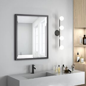 Black Bathroom Mirror 24 x 30 Inch Rectangle Vanity Mirror Metal Frame Decorative Rectangular Wall Mounted Mirror for Bathroom Bedroom Entryway Living Room