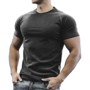 Elastic Workout Gym Muscle Shorts Sleeve Shirts Athletic Warm Keepting Casual T-Shirts for Men T78 in Kuwait