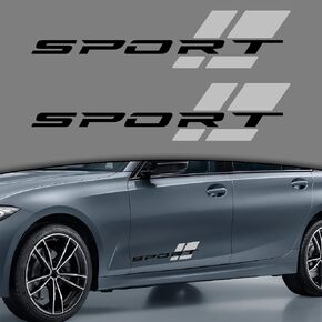 Sport Letter Logo Decal, 2 Pcs Sport Sticker Fit for All Cars Exterior Accessories (Black Red)