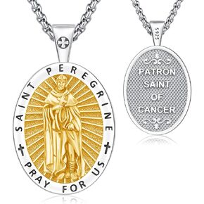St Benedict/St Michael/St Jude/St Peregrine/St Sebastian Patron Saint Medals Cross Necklace 925 Sterling Silver Pendent Amulet Religious Jewelry Gifts for Men Women Graduate Christmas