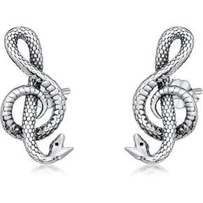 PROESS Music Note Snake Earrings 925 Sterling Silver Snake Stud Earrings Music Jewelry Gifts for Women Men