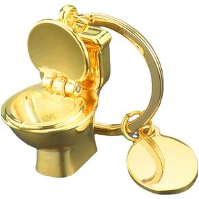 Keychain Toilet Pendant Keyring Metal Key Ring Charm Jewellery Christmas Birthday Gift Keychains Key Chain Key Ring Holder for Men and Women Gold