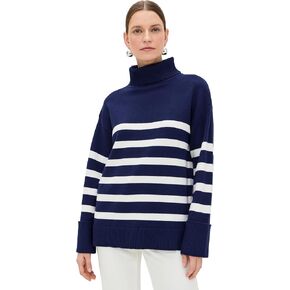 English Factory Women's Turtleneck Stripe Sweater