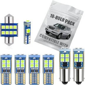 18-pc Ice Blue LED Interior Light Kit Compatible with Lexus GX470 2003 2004 2005 2006 2007 2008 2009 Map Dome Trunk Cargo Courtesy Door License Plate Light Bulb Replacement Bright Package