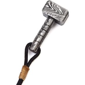 Hand forged doctor - 007 Damascus steel handmade hammer necklaces with pure leather chain pendent locket and keychains GODS OF THUNDERS, Thors Hammer Necklace, Mjolnir