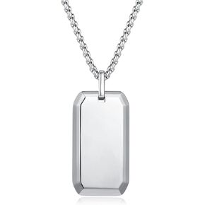 COAI Dog Tag Necklace Tungsten Steel Necklace for Men, 20"/22"/24" Stainless Steel Box Chain Necklace