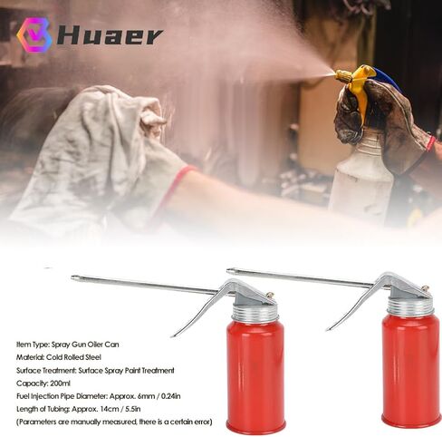 Akozon Oil Can Pump Oiler, 2Pcs Spray Gun Oiler Can Cold 200ml Rolled Steel Hand Pump Oil Cans for Rolling Bearings Motorcycles Applications in Saudi Arabia