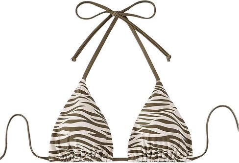 Women's Halter Triangle Bikini Top Animal Print Tie Back Bathing Suit Top Cheeky Sexy Swimwear in Saudi Arabia