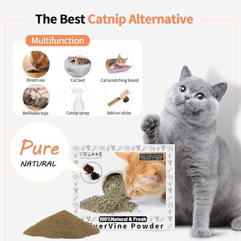 Cat Toys - Silvervine Powder for Cats, 100% Natural Catnip Alternative, 25G (0.88OZ), Safe for All Cat Ages, Matatabi Gall Fruit Powder in Saudi Arabia
