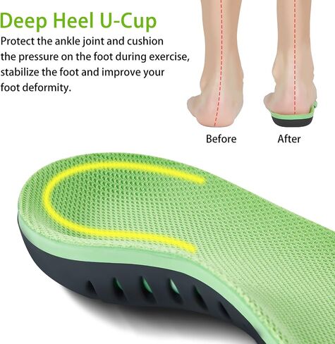 Arch Support Insoles (220+lbs) Plantar Fasciitis Relief Insoles for Flat Feet, Work Boot Insoles, Memory Foam Shoe Inserts for Running and Hiking, Gel Orthotic Insoles for Men & Women in Kuwait