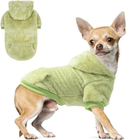 SCENEREAL Fleece Dog Sweater Hoodie for Small Medium Large Dogs, Fuzzy Warm Dog Sweatshirt with Pocket, Girl Boy Dog Clothes for Winter/Fall, Designer Cute Male/Female Dog Clothes with Leash Hole in Kuwait