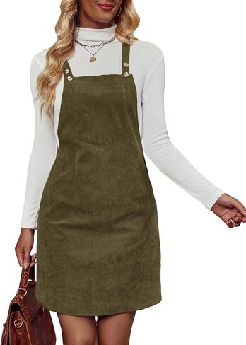 Milumia Women's Overall Dress Button Sleeveless Pocket Straight Hem Mini Pinafore Dresses in Saudi Arabia