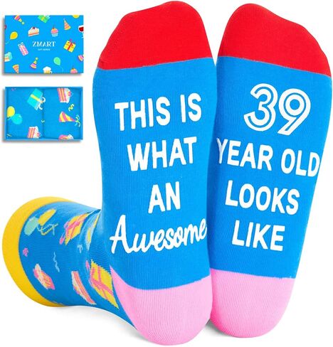 Zmart Birthday Gifts Ideas for Men - Socks for 36 37 38 39 40 Year Old Gifts for Man Woman, Birthday Socks in Kuwait
