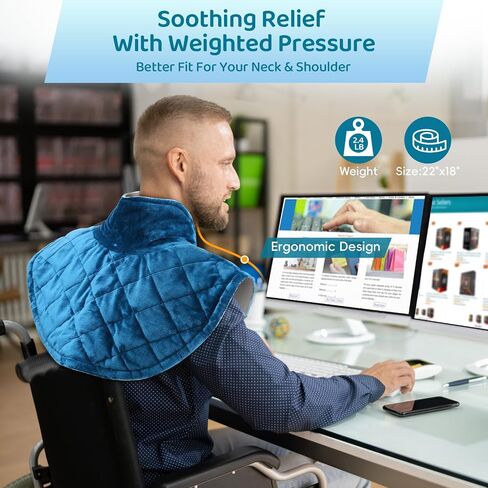 Heating Pad for Neck and Shoulders, Mothers Day Gifts, 2.4lb Weighted Large Electric Heating Pad for Pain Relief Wearable, 6 Heat Settings 2H Auto Off, Birthday Gifts for Mom Dad Women Men (Blue) in Saudi Arabia