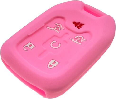 Silicone Rubber Key Fob Cover Compatible with 2014-2021 Chevrolet Suburban Tahoe GMC Yukon Yukon XL (6 Buttons, Black Pink) in Kuwait