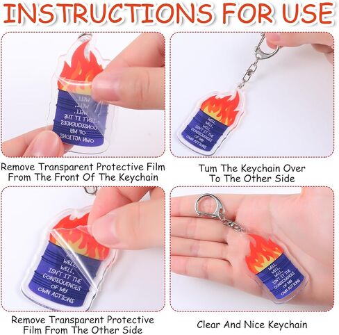 Tondiamo 20 Pcs Dumpster Fire Keychain Acrylic Keychain Trash Can Keyring Keychain Funny Employee Appreciation Gifts for Men Women Coworkers in Saudi Arabia