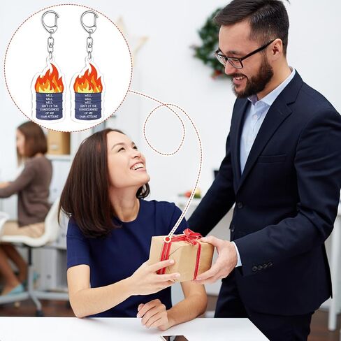 Tondiamo 20 Pcs Dumpster Fire Keychain Acrylic Keychain Trash Can Keyring Keychain Funny Employee Appreciation Gifts for Men Women Coworkers in Saudi Arabia