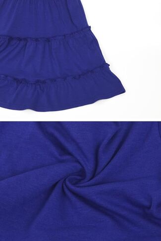 Girls' Summer Dresses Empire Waist Ruffle Sleeve Tiered Swing A-Line Casual Cotton Sundress 5-11Y in Saudi Arabia