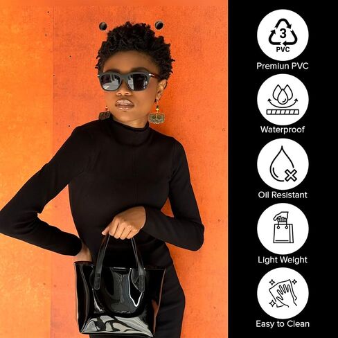 Mini Tote Bag, PVC Travel Tote Bag with Inner Pockets, Cynthia Bailey Bags for Women, Magnetic Clasp Enclosure Bag in Saudi Arabia