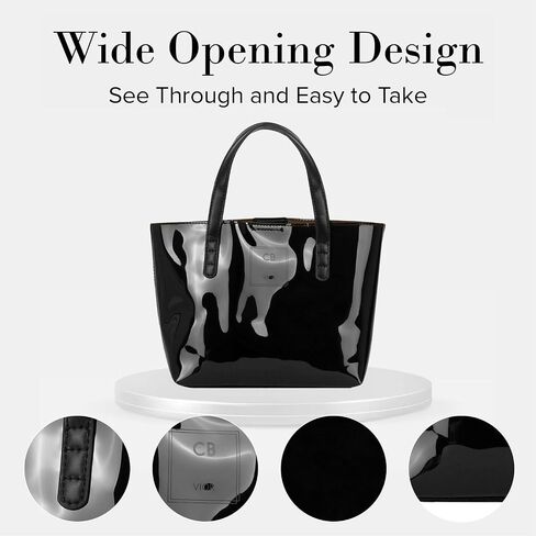 Mini Tote Bag, PVC Travel Tote Bag with Inner Pockets, Cynthia Bailey Bags for Women, Magnetic Clasp Enclosure Bag in Saudi Arabia