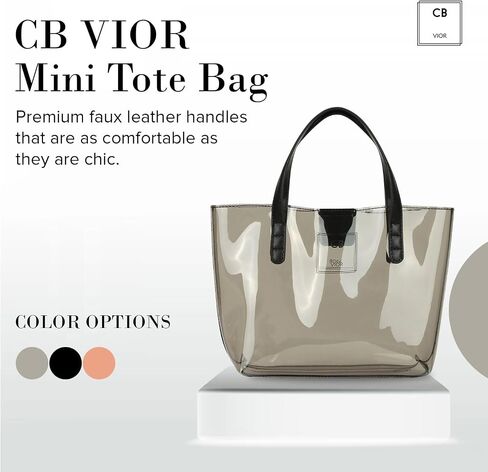Mini Tote Bag, PVC Travel Tote Bag with Inner Pockets, Cynthia Bailey Bags for Women, Magnetic Clasp Enclosure Bag in Saudi Arabia
