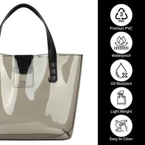 Mini Tote Bag, PVC Travel Tote Bag with Inner Pockets, Cynthia Bailey Bags for Women, Magnetic Clasp Enclosure Bag in Saudi Arabia