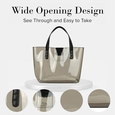 Mini Tote Bag, PVC Travel Tote Bag with Inner Pockets, Cynthia Bailey Bags for Women, Magnetic Clasp Enclosure Bag in Saudi Arabia