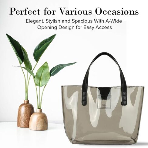 Mini Tote Bag, PVC Travel Tote Bag with Inner Pockets, Cynthia Bailey Bags for Women, Magnetic Clasp Enclosure Bag in Saudi Arabia