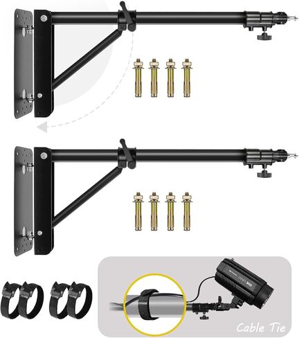 Julius Studio [1-Pack] *Extra Super Heavy Duty Triangle Boom Arm Wall Mount Bar, 180-degree Rotating Angle Control Adjustable, Universal Mount for Ring Light, Light Fixtures, Softbox, Flash, JSAG862 in Kuwait