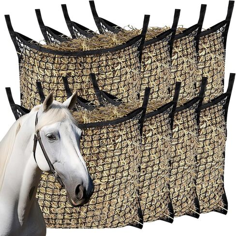 2 PCS Slow Feed Hay Net，31.5" x 35.1"Large Capacity Horse Feed Bag,Horses Hay Bags Easy to Hang for Horse Feeder Full Day Feeding Horses Goat Stall Trailer-Black in Saudi Arabia
