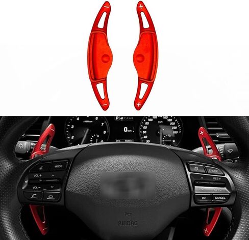 Real Carbon Fiber Steering Wheel Paddle Shifter Extension Shifter Trim Compatible with Hyundai Veloster JS N Kona N Elantra N i30 N Series 2019-2022(Red Style) in Kuwait