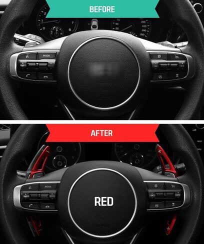 Real Carbon Fiber Steering Wheel Paddle Shifter Extension Shifter Trim Compatible with Hyundai Veloster JS N Kona N Elantra N i30 N Series 2019-2022(Red Style) in Kuwait