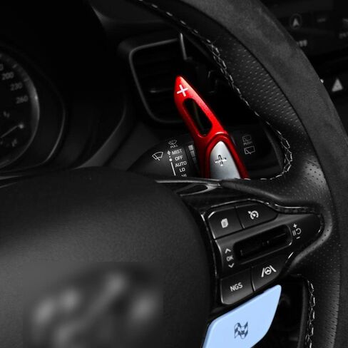 Real Carbon Fiber Steering Wheel Paddle Shifter Extension Shifter Trim Compatible with Hyundai Veloster JS N Kona N Elantra N i30 N Series 2019-2022(Red Style) in Kuwait
