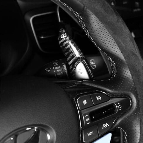 Real Carbon Fiber Steering Wheel Paddle Shifter Extension Shifter Trim Compatible with Hyundai Veloster JS N Kona N Elantra N i30 N Series 2019-2022(Red Style) in Kuwait