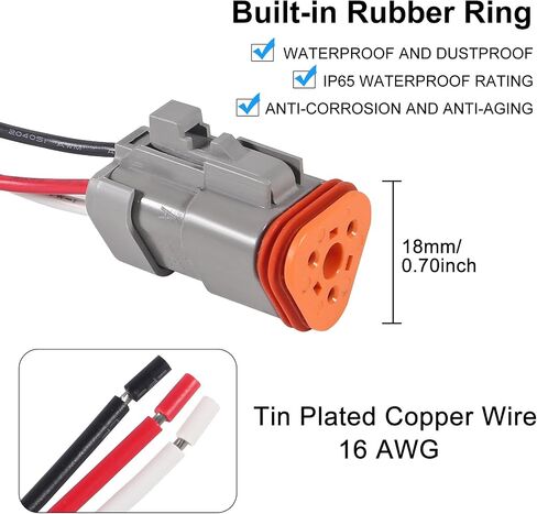 4 Pairs 8 Pin Waterproof DT Connector Male and Female Wire Connectors with 18AWG 150MM Cable Wire for Car, Truck, Boats, LED Work Light etc in Saudi Arabia