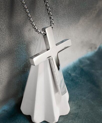 EZUY GNAY Mens Volleyball Cross Pendant Necklace For Bible Verse 1:9 Stainless Steel Sport Cross Pendant New Year's Day For Men in Kuwait
