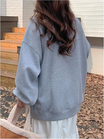 Women's Oversized Sweatshirts Bow Embroidery Long Sleeve Crewneck Sweatshirt Pullovers Trendy in Saudi Arabia