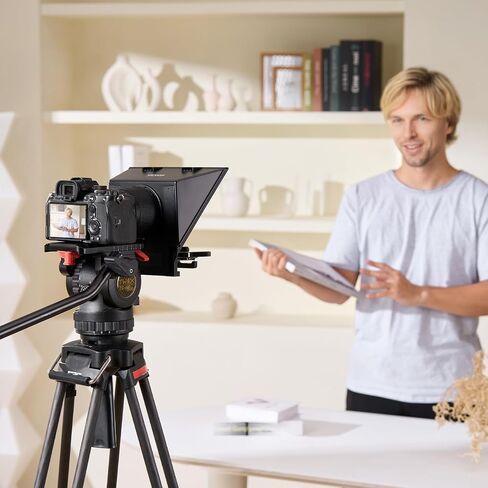 VEVOR Teleprompter, 10" Desktop Prompter with Adjustable Spectroscope, Remote Control, for YouTube, Twitch, Zoom, Supports DSLR/Webcam/Smartphone, for Video Recording/Live Streaming in Saudi Arabia