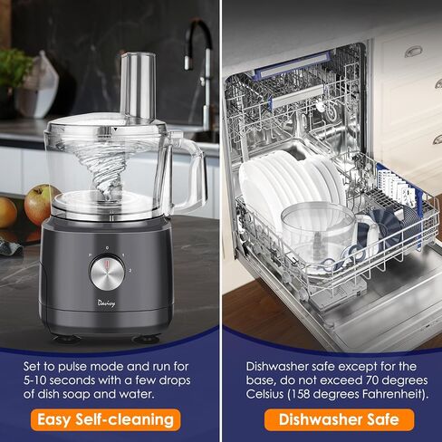 Davivy Food Processor 13 Cup,Stainless Steel Bowl Food Processor,7 Blades with 9 Functions Vegetable Chopper for Home Use,Stepless Variable Control,Black,600W (13-Cup Stainless Steel Bowl) in Saudi Arabia