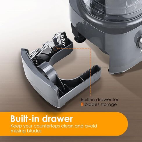 Davivy Food Processor 13 Cup,Stainless Steel Bowl Food Processor,7 Blades with 9 Functions Vegetable Chopper for Home Use,Stepless Variable Control,Black,600W (13-Cup Stainless Steel Bowl) in Saudi Arabia