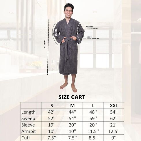GOLD TEXTILES Premium Terry Cloth Robes for Man's Lightweight Bathrobe, Adjustable Towel Robe Belt with Collar in Saudi Arabia