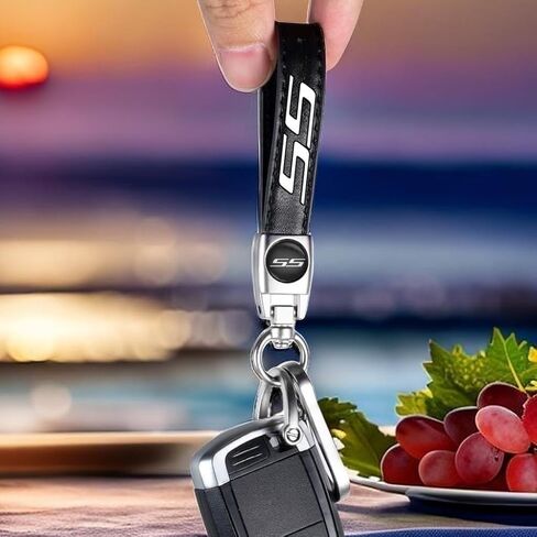 Leather Car Key Chain Metal Car Keyring Accessories Replacement with Suit for Chevy Camaro SS Cars Accessories (SS White Sliver) in Kuwait