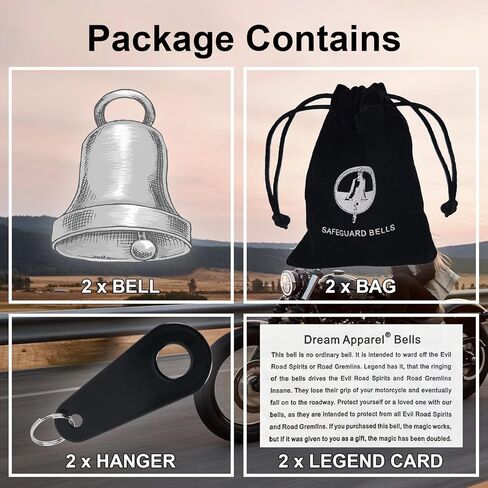 【2Pack】Motorcycle Bells for Biker Good Luck Guardian Riding Bells with Hanger Motorcycle Accessory or Keychain for Luck in Saudi Arabia
