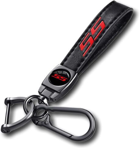 Leather Car Key Chain Metal Car Keyring Accessories Replacement with Suit for Chevy Camaro SS Cars Accessories (SS White Sliver) in Kuwait