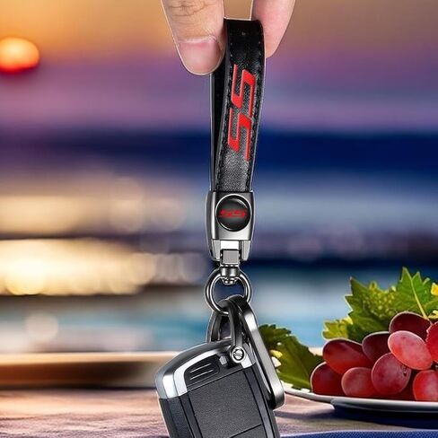Leather Car Key Chain Metal Car Keyring Accessories Replacement with Suit for Chevy Camaro SS Cars Accessories (SS White Sliver) in Kuwait