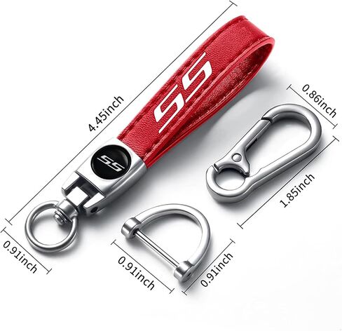 Leather Car Key Chain Metal Car Keyring Accessories Replacement with Suit for Chevy Camaro SS Cars Accessories (SS White Sliver) in Kuwait