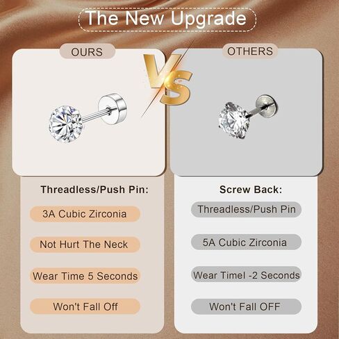 مجموعة من 14 زوجًا من الأقراط المرصعة، حلق غضروف 316L، أقراط خلفية لولبية للنساء 3-6 مم، مجموعة صغيرة من الأقراط الخلفية المسطحة باللون الوردي، هدية لها in Kuwait