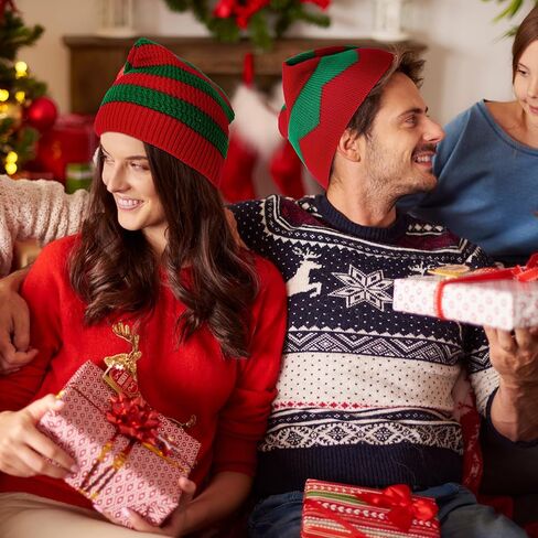 Durio Christmas Hats Adult Knitted Santa Hat Christmas Beanie Hat for Women Men Winter Santa Beanie Holiday Hat in Saudi Arabia