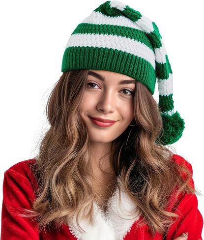 Durio Christmas Hats Adult Knitted Santa Hat Christmas Beanie Hat for Women Men Winter Santa Beanie Holiday Hat in Saudi Arabia